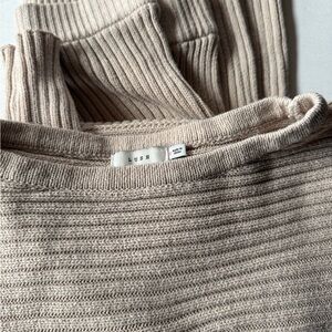 Lush Women's Ribbed Cream Lounge Set